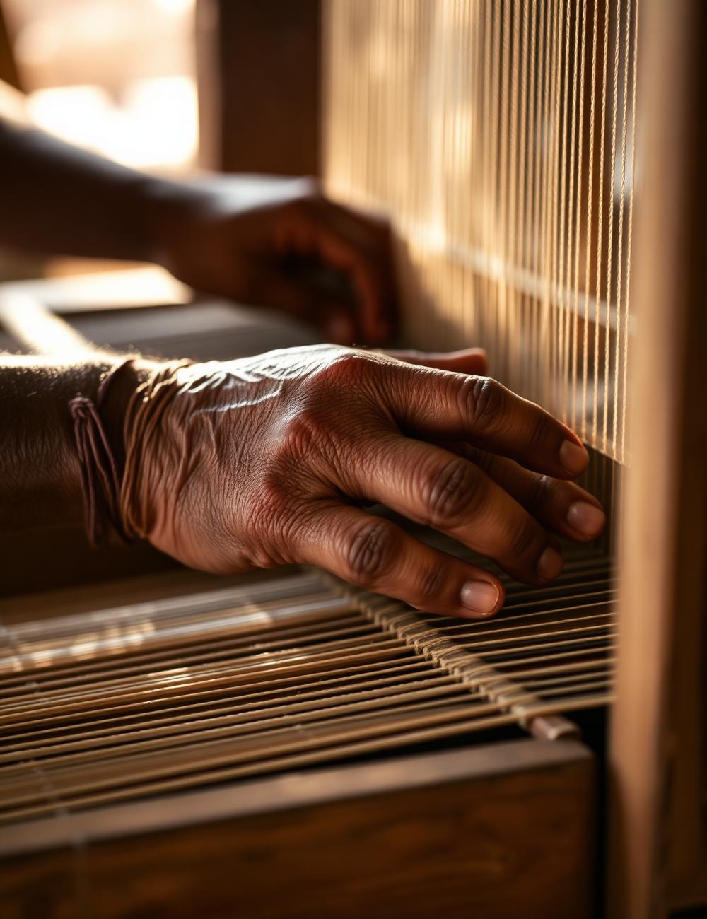 Artisan weaving on a traditional handloom